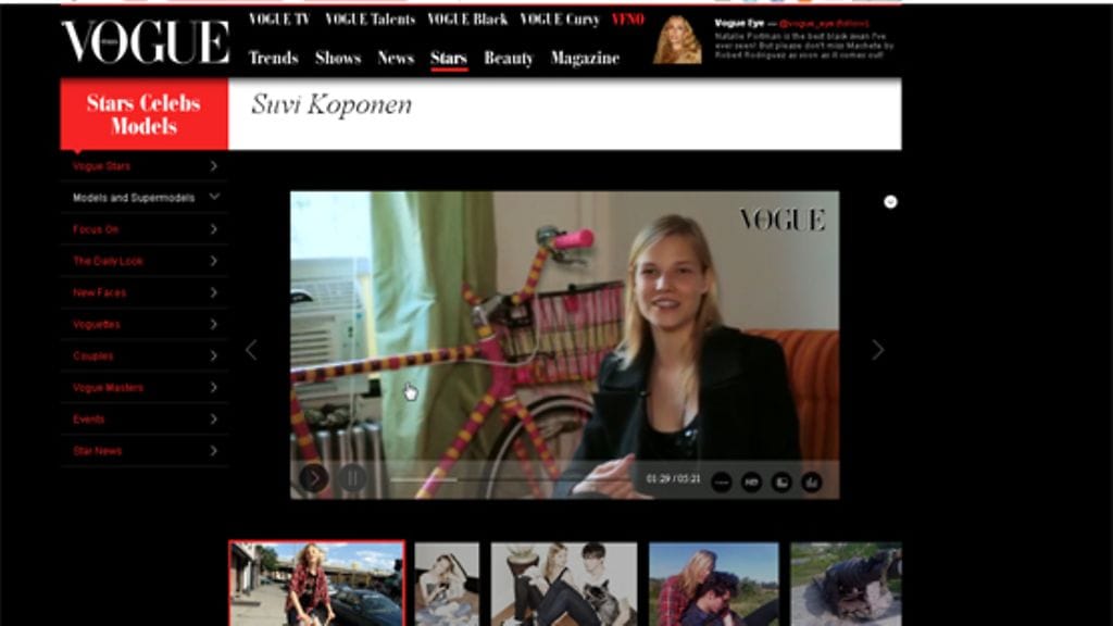 Suvi Koponen Italian Voguessa (Kuva: Repäisy vogue.it)