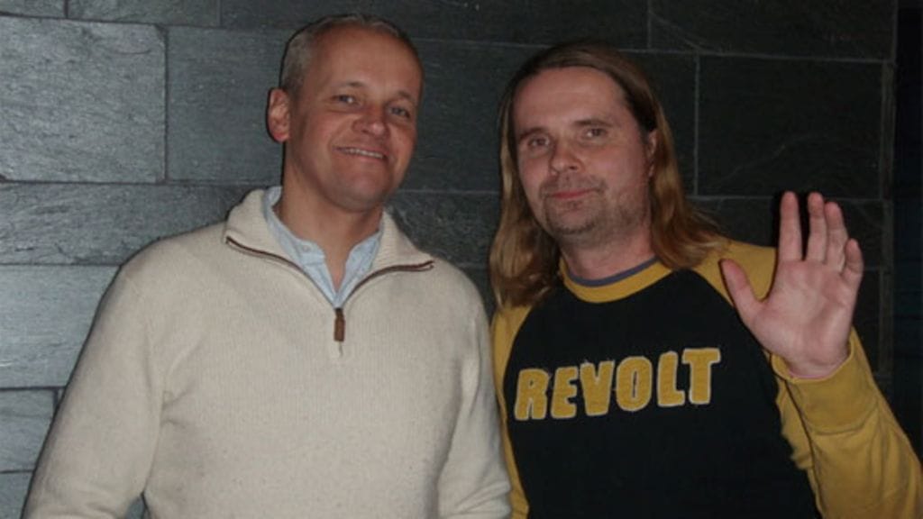 Matkan järjestävän Virgin Galactica kaupallinen johtaja Stephen Attenborough ja Vesa Heilala. (Kuva: Vesa Heilalan kotisivut)