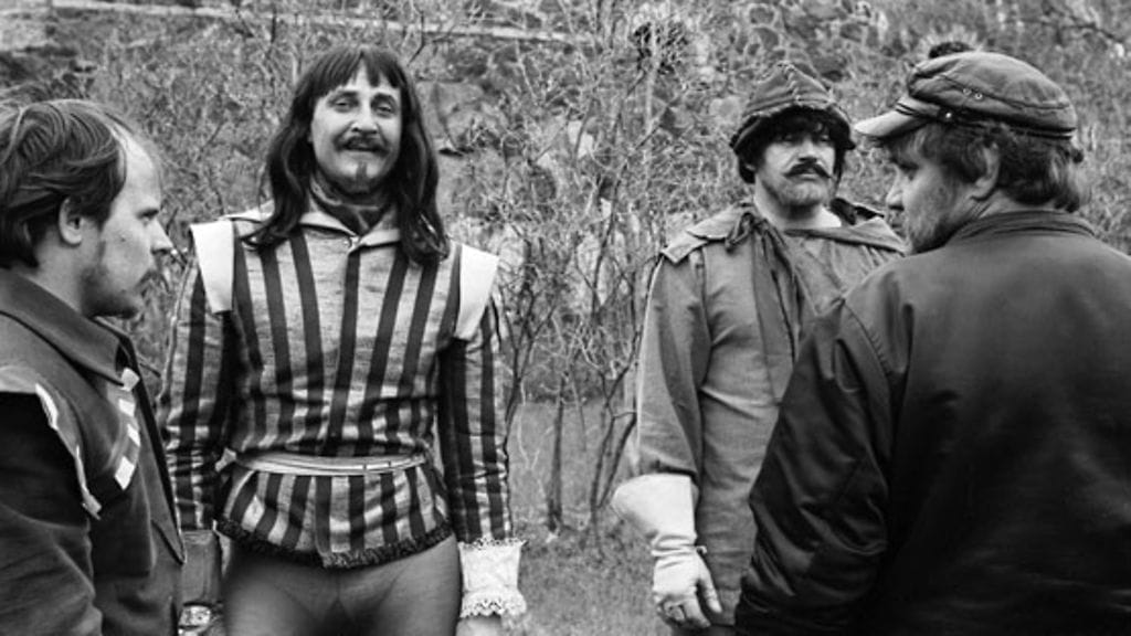 Ere Kokkonen, Helge Herala, Spede Pasanen ja Jukka Virtanen vuonna 1968. (Kuva: Pentti Nissinen/Lehtikuva)