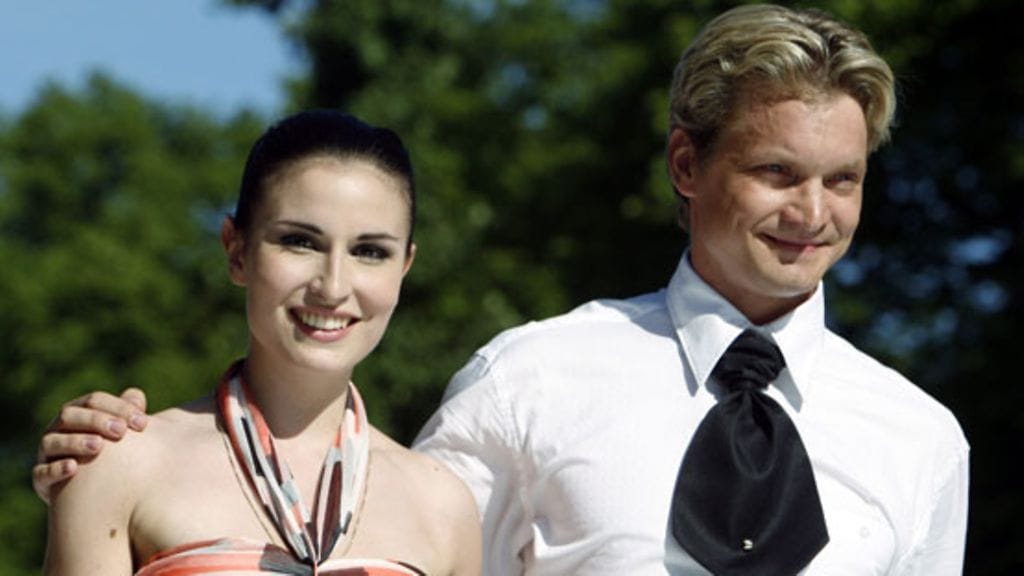 Maria Lund ja Mikko Ahti Marimekon muotinäytöksessä kesäkuussa 2008.