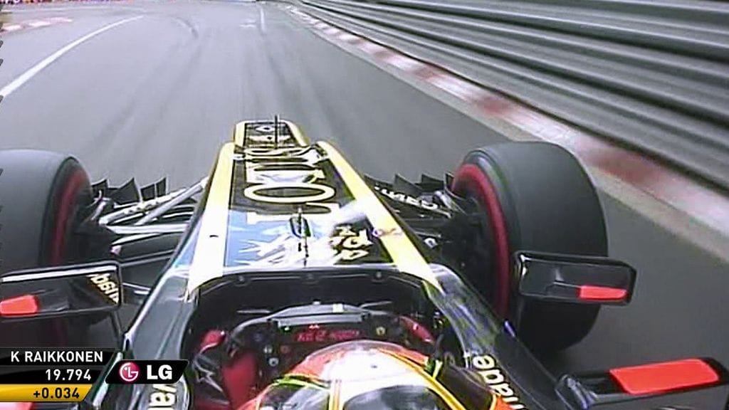 Kimi Räikkösen kypärä incar-kamerasta kuvattuna