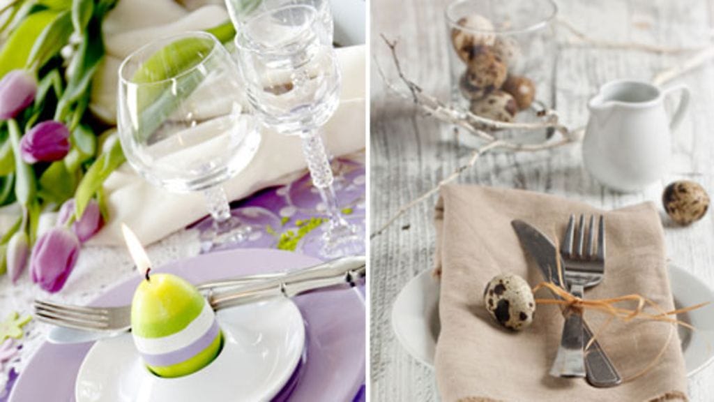 Vinkki: Pidä kattaus simppelinä, mutta käytä pöytäliinassa rohkeaa ja keväistä kuosia. Asettele päälle kirkasta lasia ja yksinkertaiset aterimet, sekä yksiväriset lautasliinat.