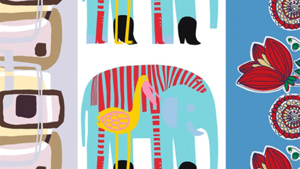 Marimekon kankaat: Vermutti, Karkuteillä ja Kissanminttu. Kuva: Marimekko.