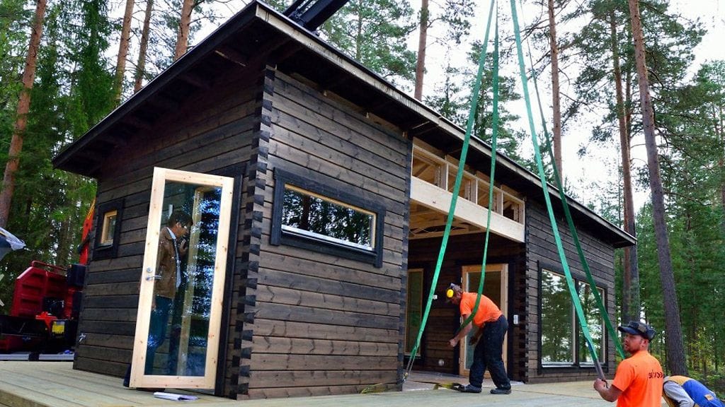 Moduulimökki on näppärä ratkaisu malttamattomalle rakentajalle. Kuva: Salvos-mökit.