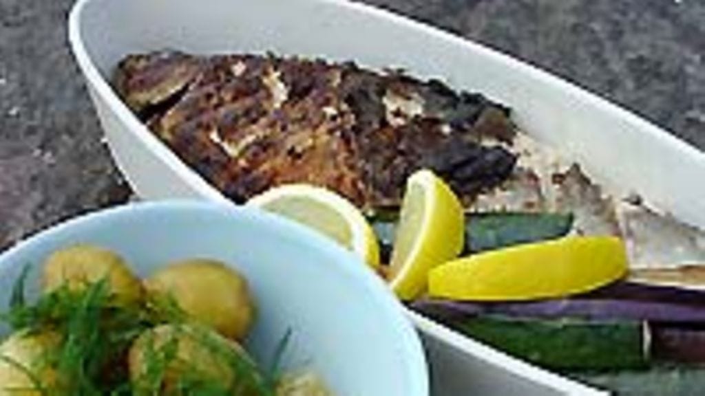 Grillattua siikaa, munakoisoa ja tsukkinia