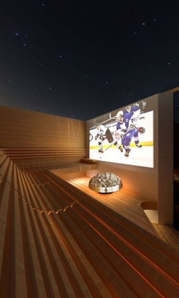 Arkkitehti Tomas Westerholmin suunnittelema katoton sauna.