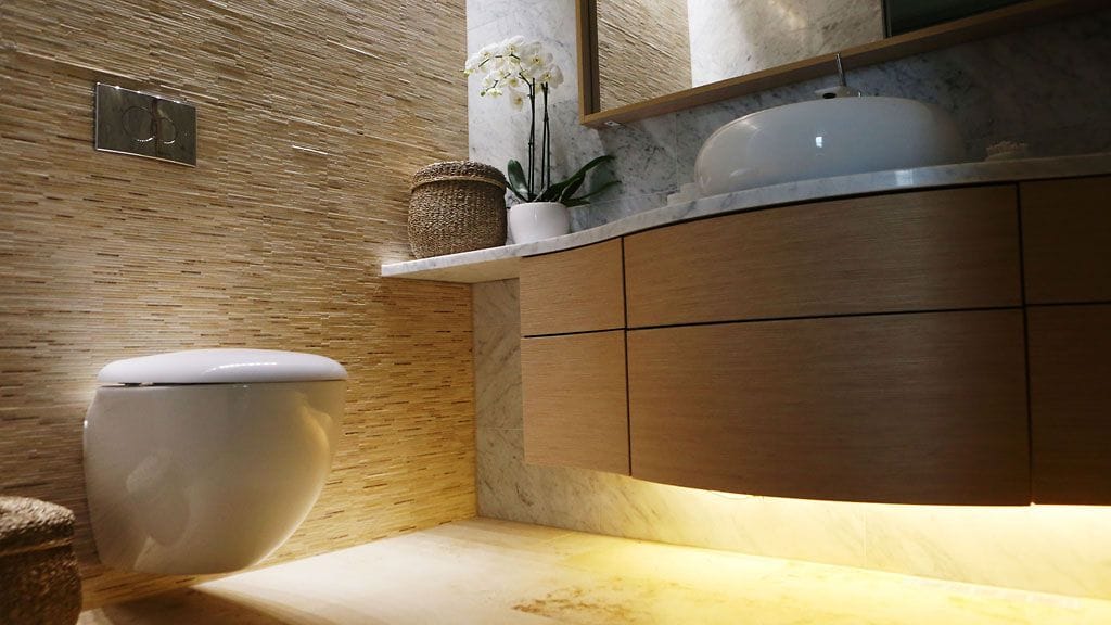 Hyvinkään Asuntomessujen hoidettavuudeltaan paras talo on Herrala Talon KivenHerra. Kuvassa wc.