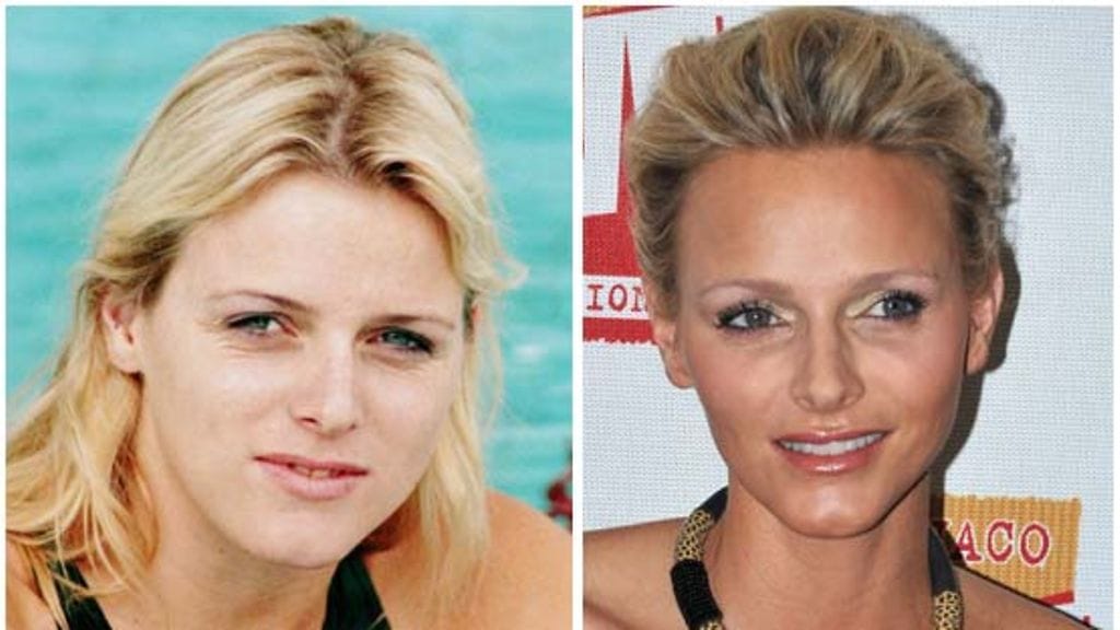 Monacon ruhtinatar Charlene vuonna 1998 ja 2011.