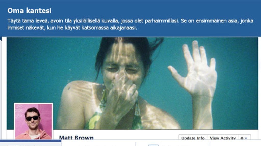 Facebookin Timeline eli aikajana näyttää tältä.