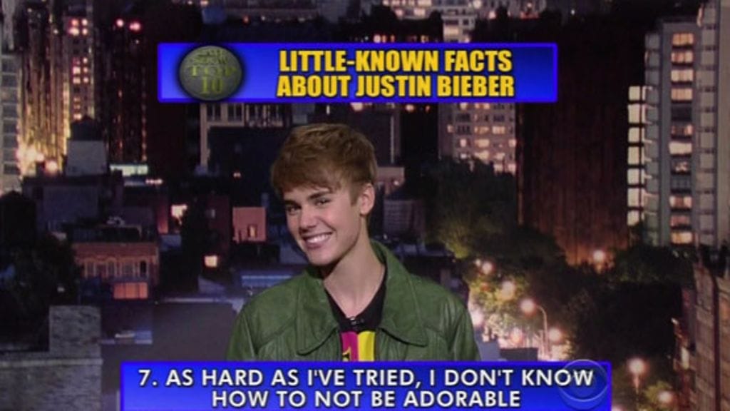 Justin Bieber David Lettermanin vieraana