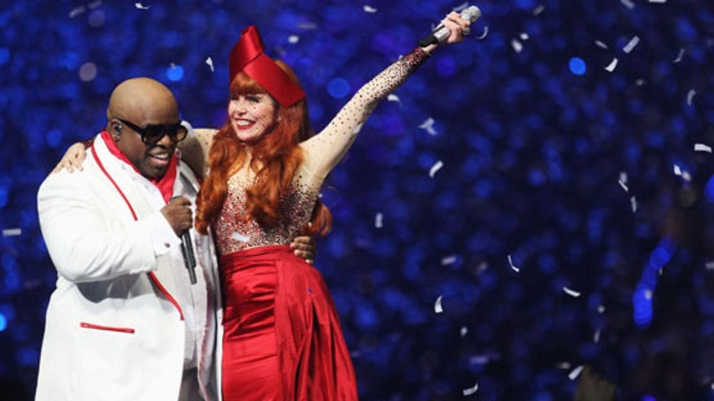 Cee Lo Green ja Paloma Faith BRIT Awards -gaalassa.