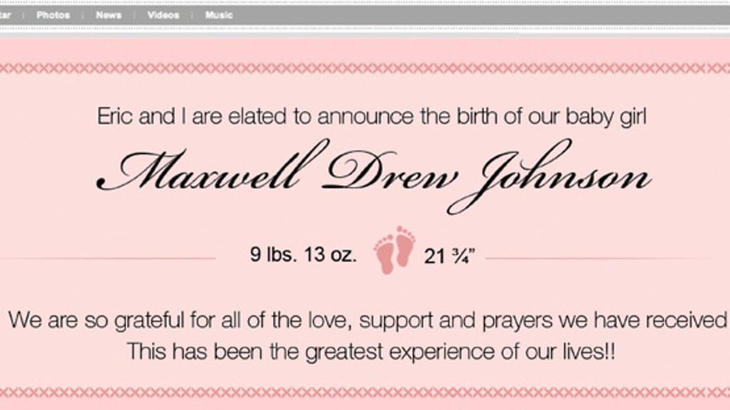 Jessica Simpsonin kotisivuilla kerrottiin ilouutinen.