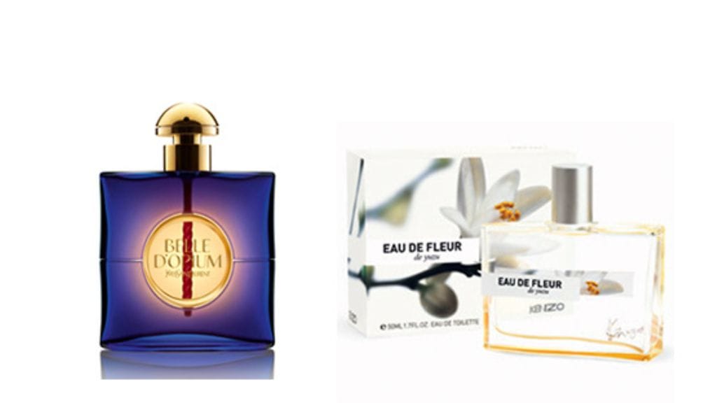 Yves Saint Laurentin Belle d'Opium 85 e/50 ml ja Kenzon Eau de Fleur de Yuzu 55 e/50 ml.