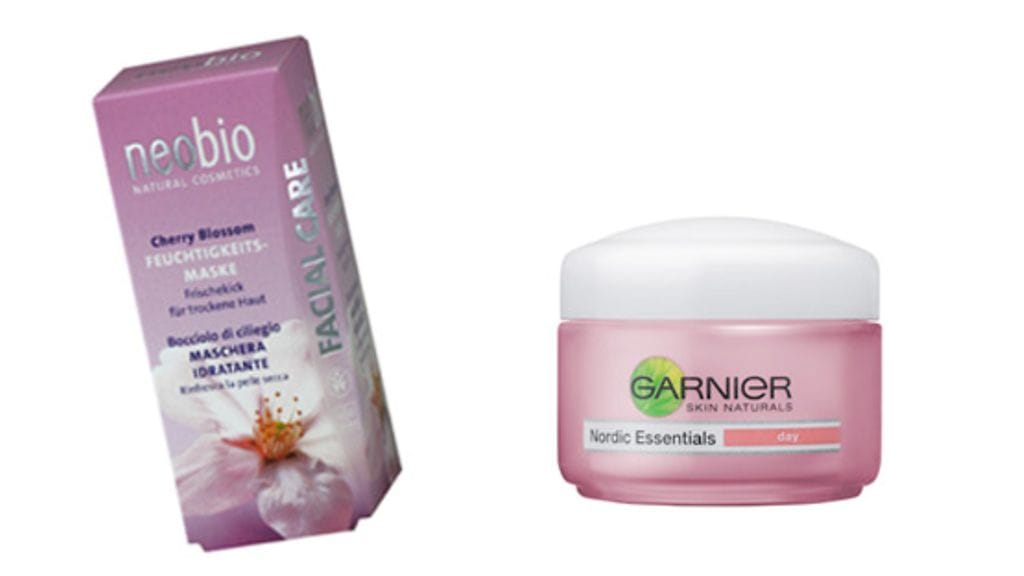 Neo Bio Moisturising Mask 17,46 e/5 x 7 ml ja Garnierin Nordic Essentials -päivävoide 5,95 e/50 ml.