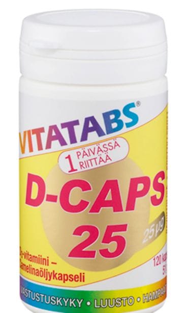 D-vitamii edistää kalsiumin imeytymistä.