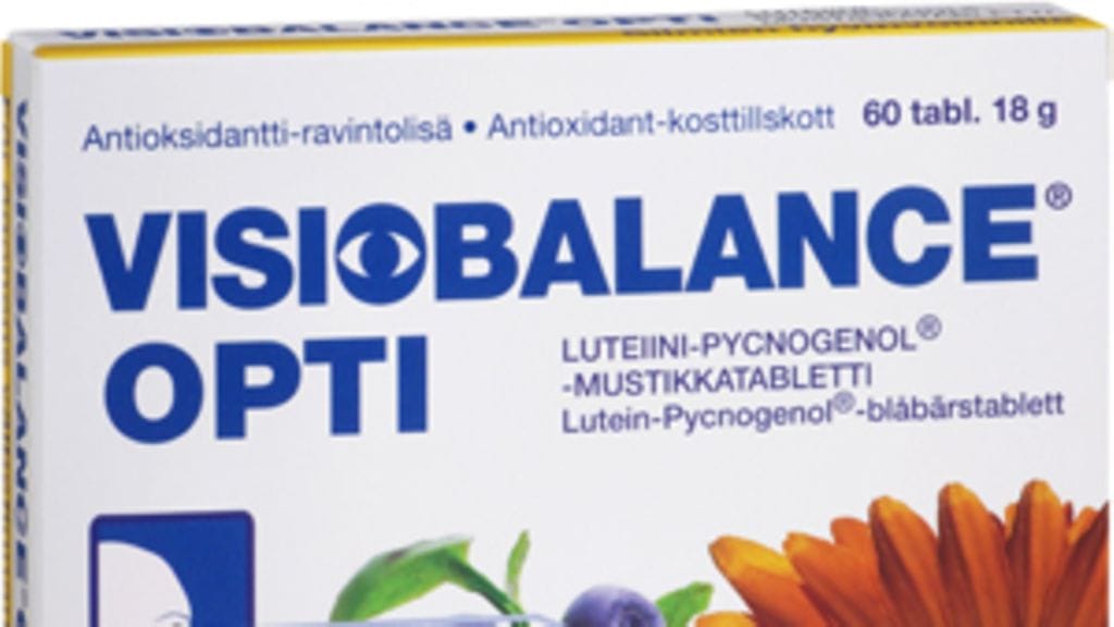 Visiobalance Opti sisältää useita vitamiineja ja kivennäisaineita.
