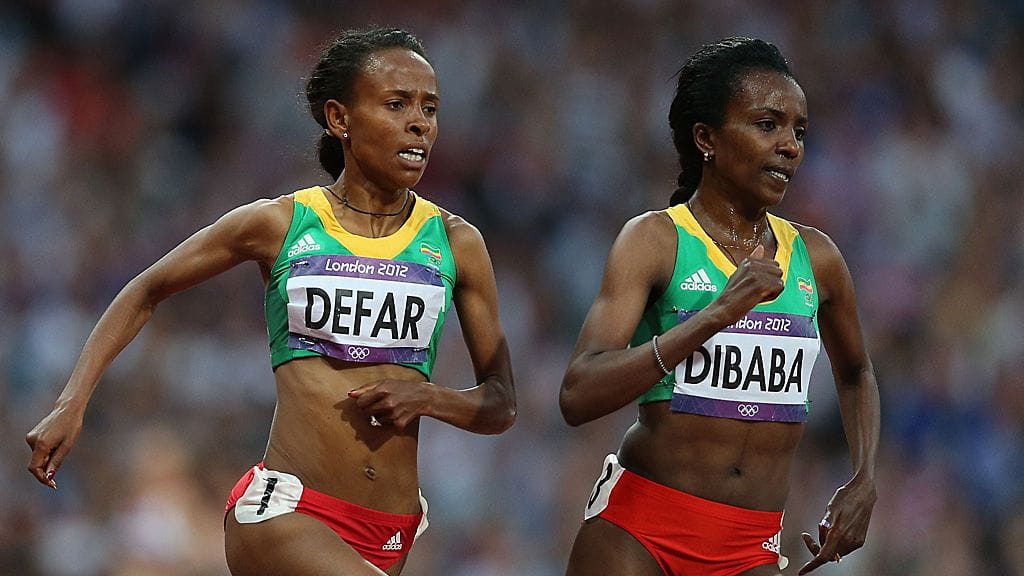 Meseret Defar ja Tirunesh Dibaba Lontoon olympialaisissa.