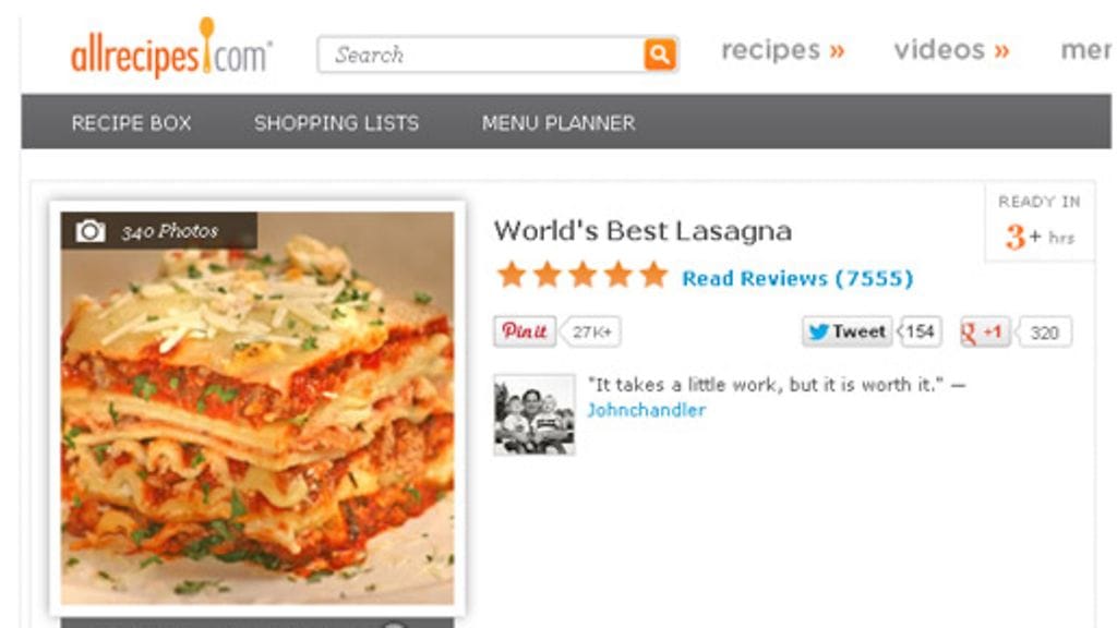 Screen capture: Allrecipes.com