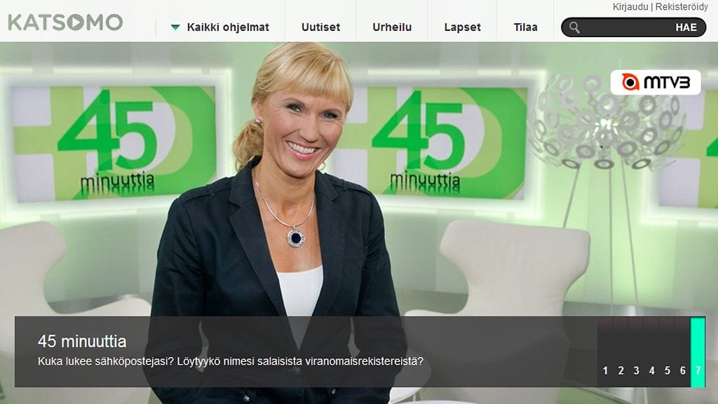 Katsomosta voi katsoa esimerkiksi 45 minuuttia -ohjelman myöhemmin.