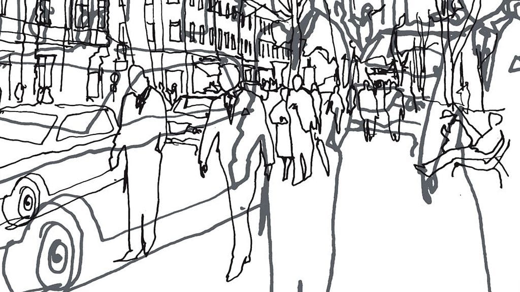 Hetkiä/Moments-kangas Marimekko (Kuvakaappaus Marimekon sivuilta).