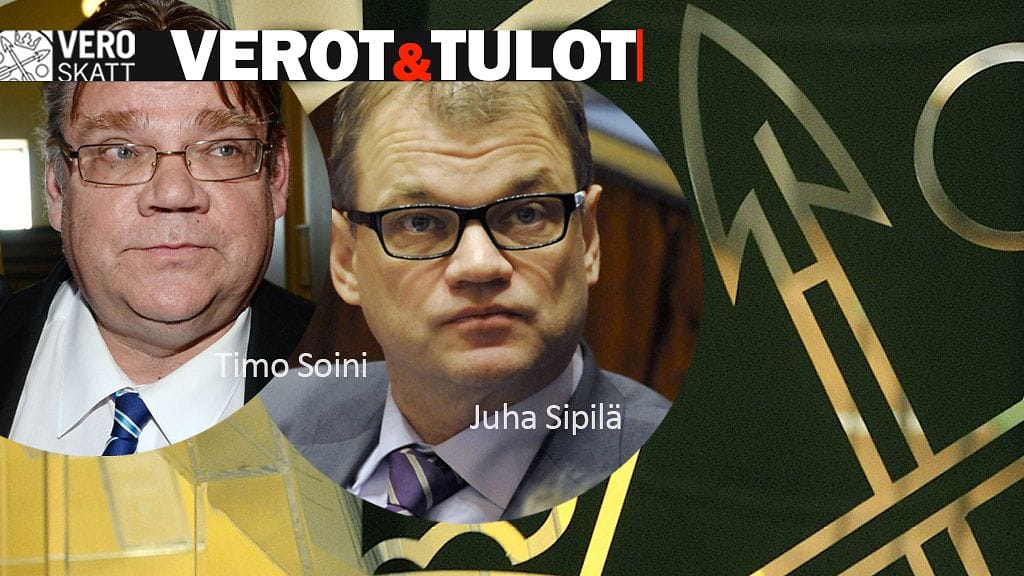 Perussuomalaisten Timo Soini ja keskustan Juha Sipilä.