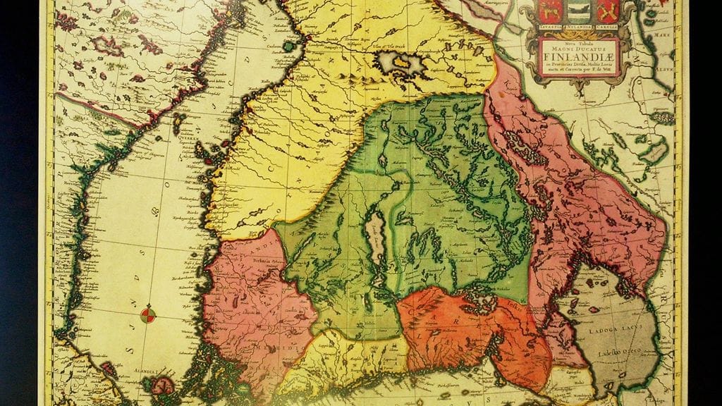 Kartta Suomen läänijaosta 1700-luvulla.