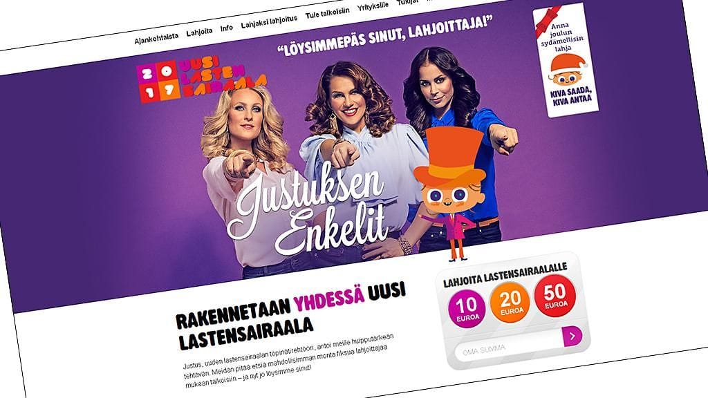 Kuvakaappaus Uusi Lastensairaala -sivustosta.