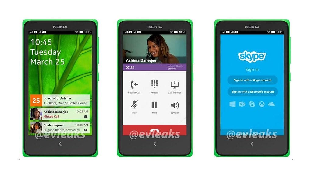 Väitetty Nokia Android-puhelin: "Normandy". Kuvakaappaus @evleaks -tililtä Twitteristä.