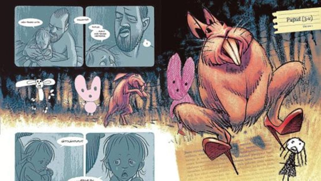 Vain pahaa unta -kirjan kuvitusta