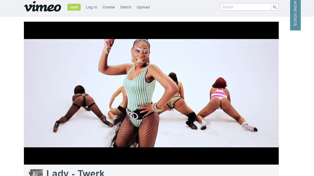 Kuvakaappaus Ladyn Twerk-videosta, osoitteesta vimeo.com