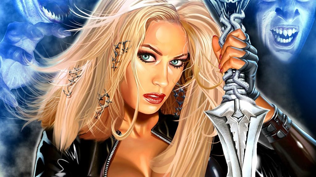 Entinen aikuisviihdetähti Jenna Jameson promosi Shadow Hunter -sarjakuvaansa vuonna 2008.