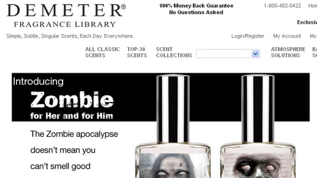 Demeter Fragrancen tuoksut nais- ja mieszombeille. Kuvakaappaus: Demeter Fragrance