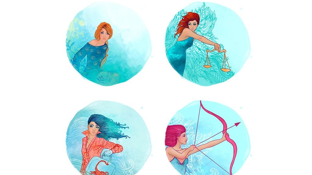 Neitsyt, Vaaka, Skorpioni ja Jousimies.