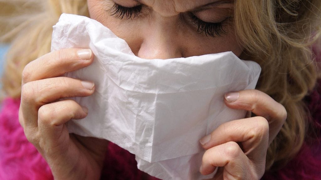 Influenssassa voi ilmaantua kuivaa yskää, kurkkukipua, nuhaa ja nenän tukkoisuutta kuten tavallisessa nuhakuumeessakin.