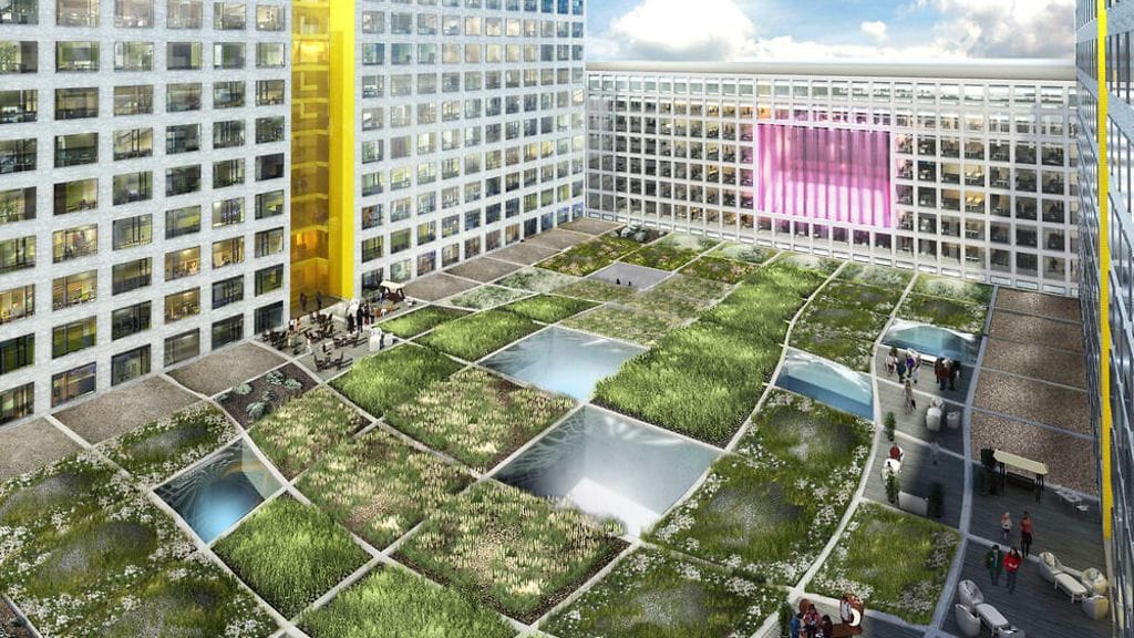 Pasilaan nousevaan Tripla-keskukseen kuuluu kolmen korttelin kokonaisuus, joka sisältää muun muassa kauppakeskuksen, asuntoja, hotellin, ja joukkoliikenneterminaalin.