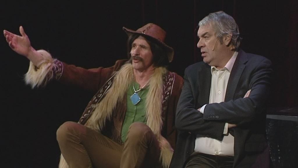 Jussi Lampi (kuvassa oikealla) nähdään Irwin -Ikuinen kapinallinen -musikaalissa.