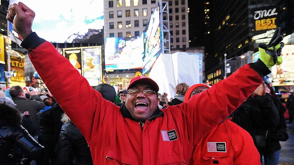 Obaman kannattajia Times Squareilla New Yorkissa