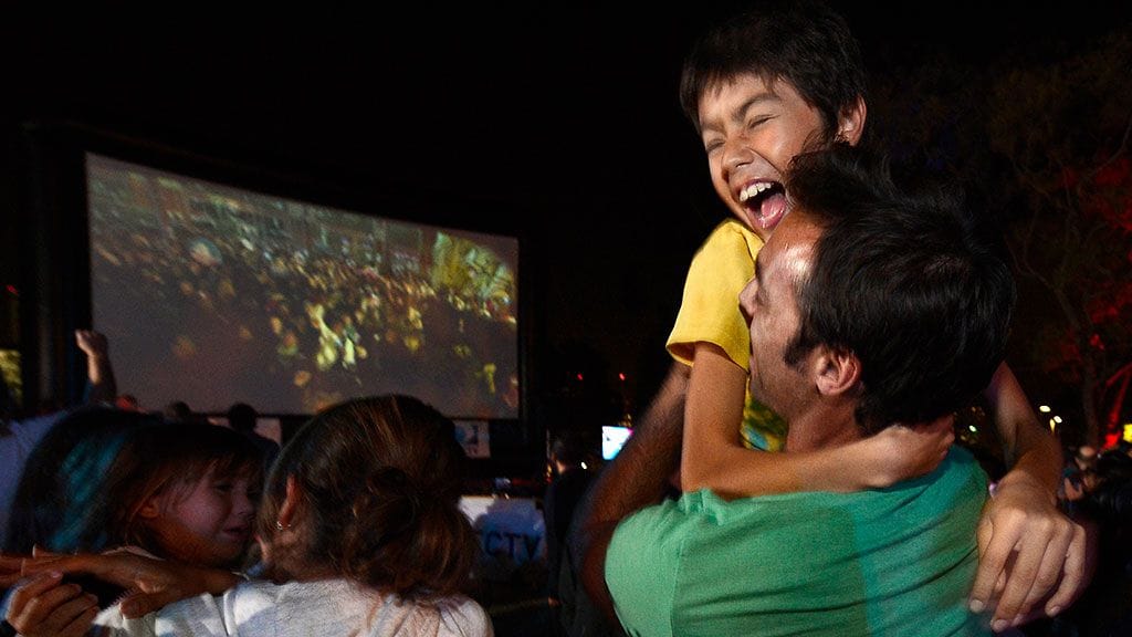 Obaman kannattajia Los Angelesissa, Californiassa