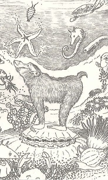 Vanhan Japanin taruja -teoksen kuvitusta