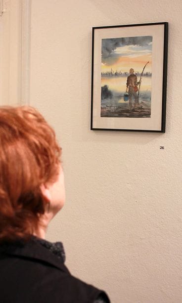 Taiteilija ja näyttelijä Helen Elde 14.1.2014 Galleria Saimassa