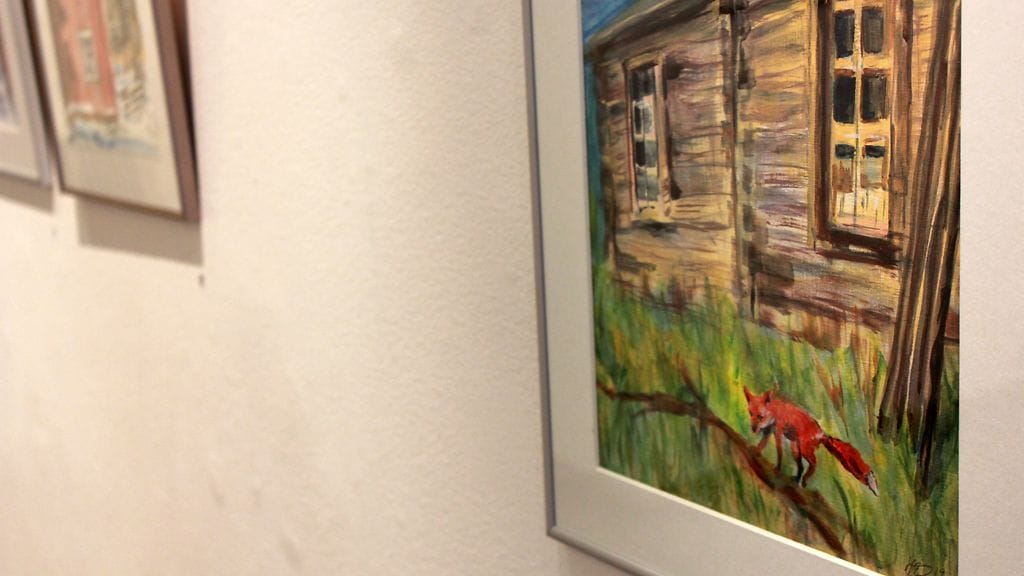 Taiteilija ja näyttelijä Helen Elden maalauksia 14.1.2014 Galleria Saimassa