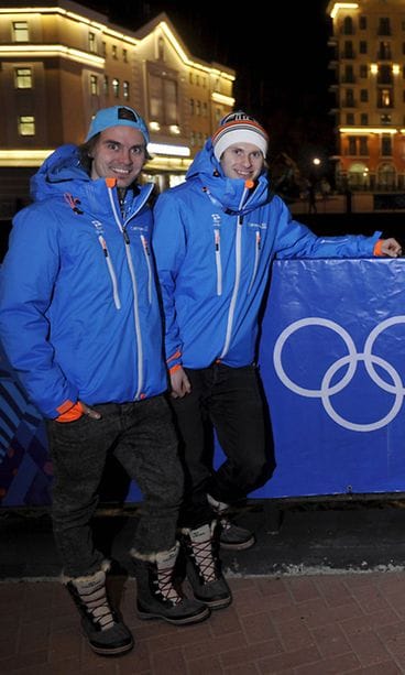 Mäkihyppääjät Anssi Koivuranta ja Olli Muotka Sotshissa.