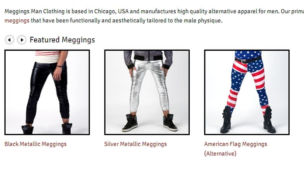 Kuvakaappaus meggingsman.comista