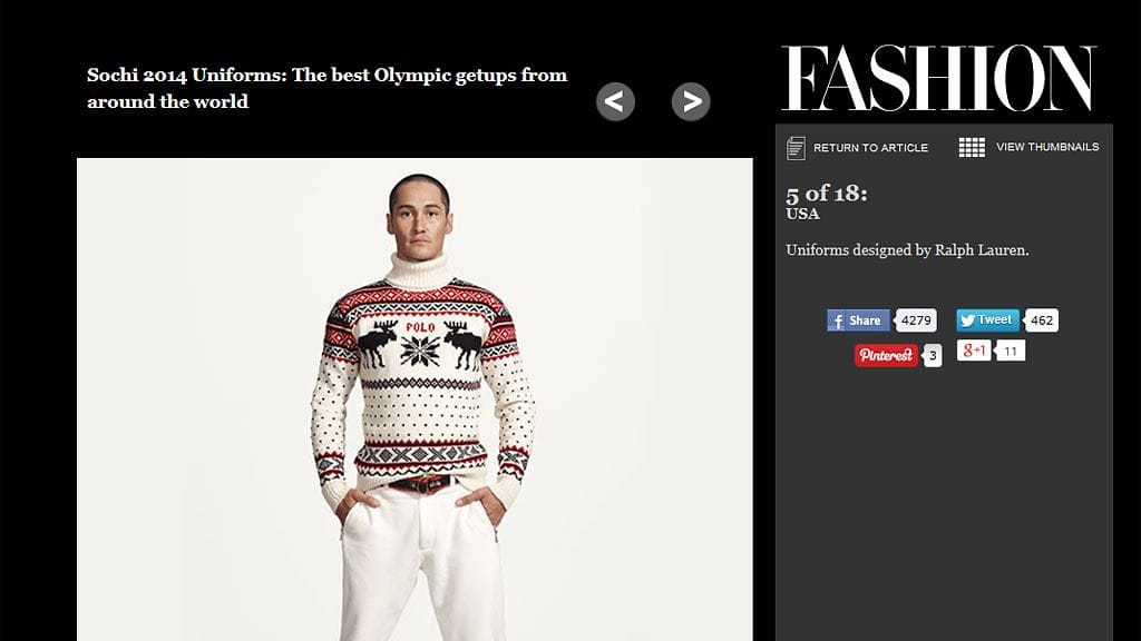 USA:n Sotshi-asu. Kuvakaappaus fashionmagazine.comista.