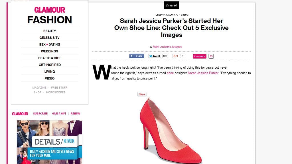 Kuvakaappaus Glamour-lehden sivuilta