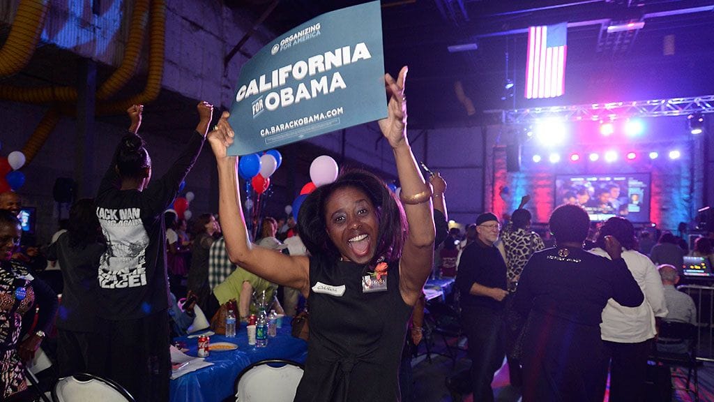 Obaman kannattajia Culver Cityssä, Californiassa