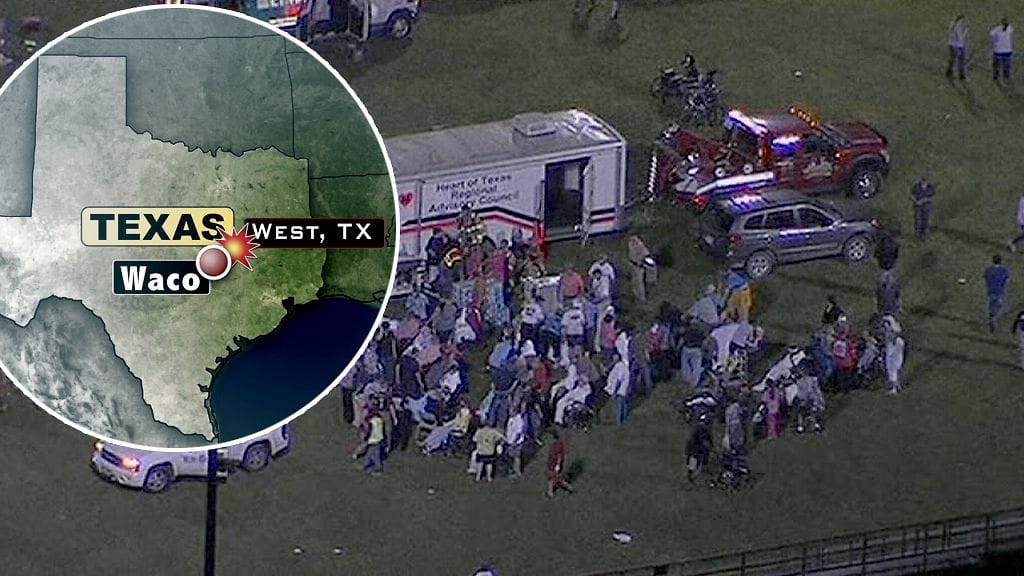 Lannoitetehtaalla on tapahtunut raju räjähdys Teksasissa. Kuvakaappaus videomateriaalista.