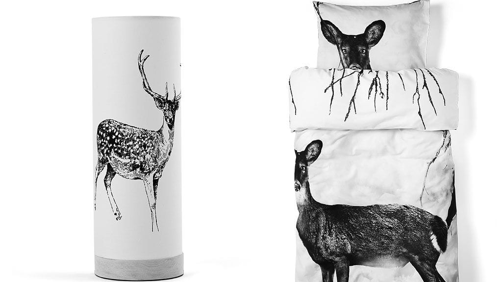 Hemtexin valaisinta ja lakanoita on päässyt koristamaan kauris. Kuvat: Hemtex