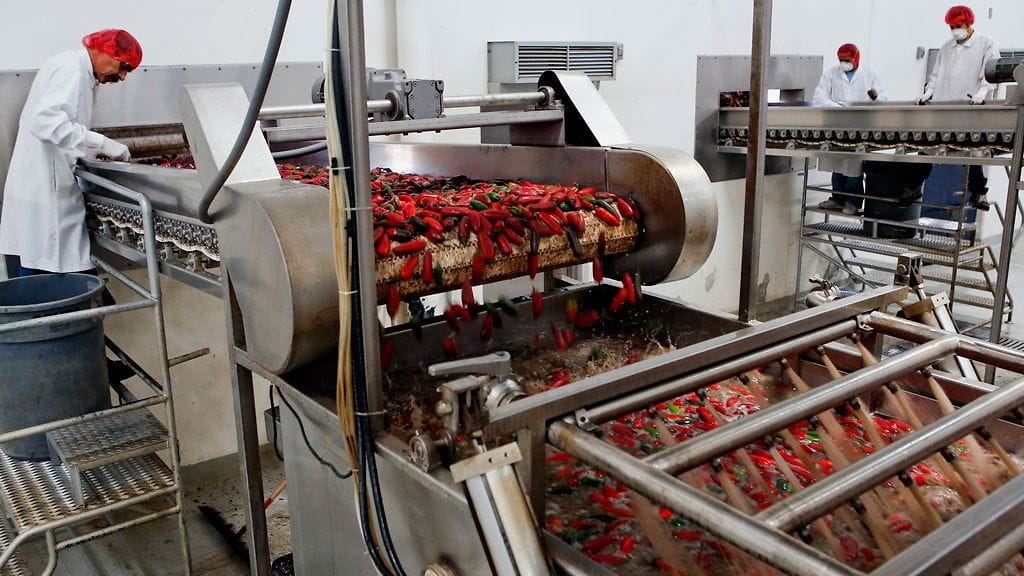 Chilien käsittelyä Huy Fong Foods -tehtaalla.