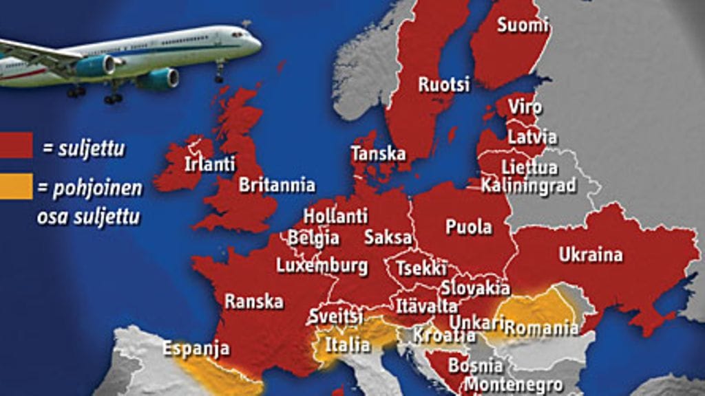 Suljetut lentokentät 17.4.2010. Kuva: MTV3